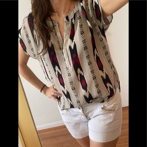 Tribal design Blouse very flowy longer in the back